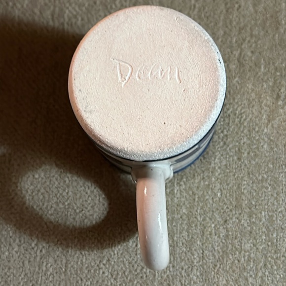 DEBBIE DEAN Small Handmade Signed Folk Art Blue/White Pottery Mini Mug 2.5” - Picture 5 of 8